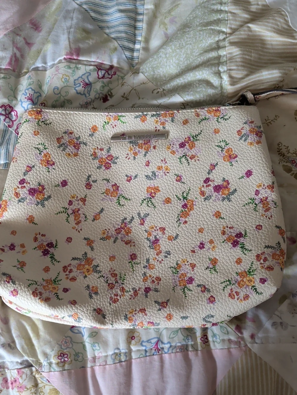 Steve Madden Floral Print White Satchel /Cosmetic Bag